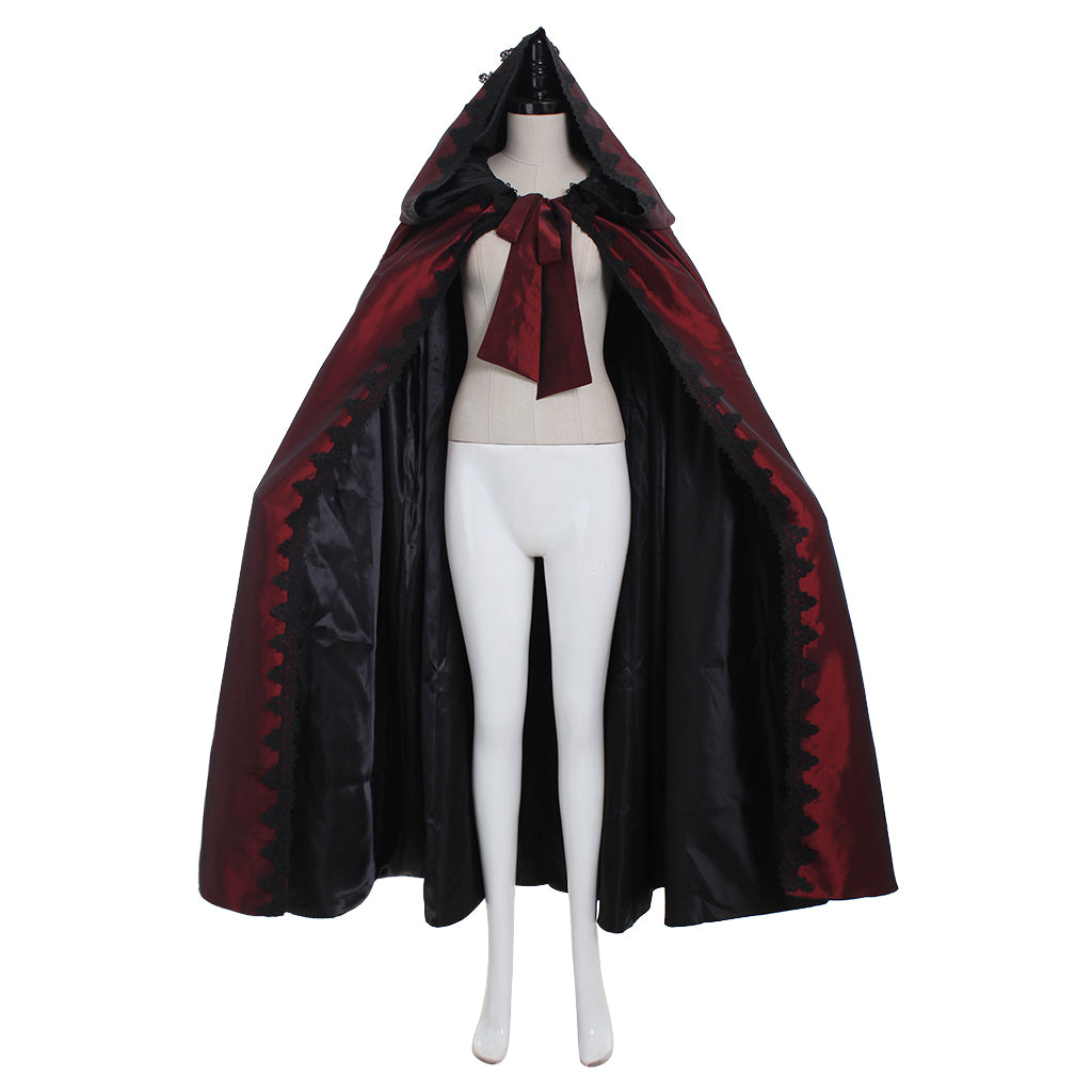 Elegant Victorian Red Cloak by Halloweez - Perfect for Halloween Cosplay