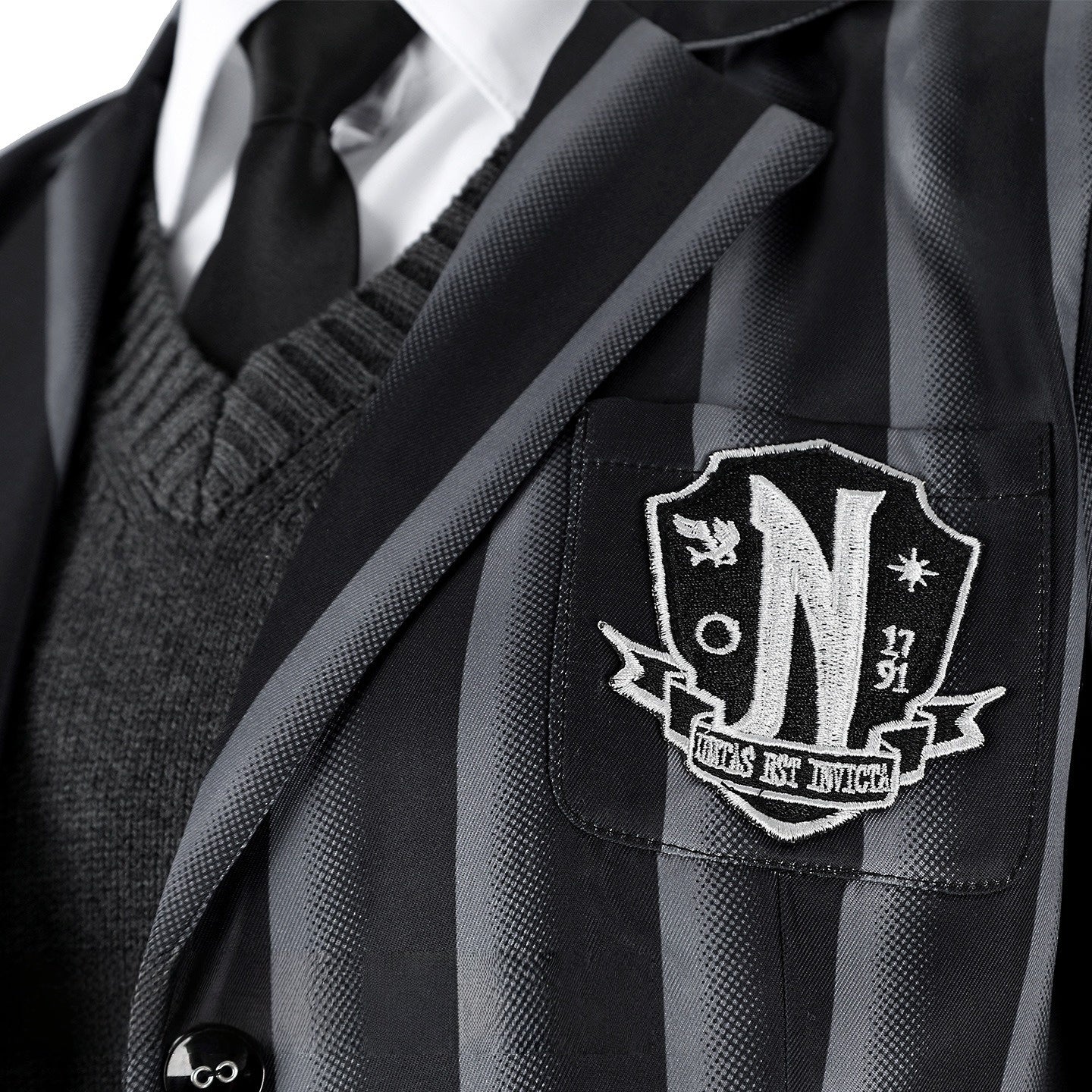 Nevermore Academy Uniform Wednesday Addams Cosplay Costume Jacket & Tie Outfit for Halloween