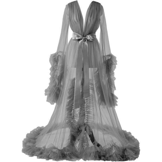 Purple Ruffle Evening Gown Maternity Photo Shoot Dress Sweetheart Off Shoulder Pregnancy Robe Sheer Long Gown Cosplay Costume - Halloweez