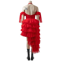 Halloweez Harley Quinn Red Dress Cosplay Costume Full Set for Halloween