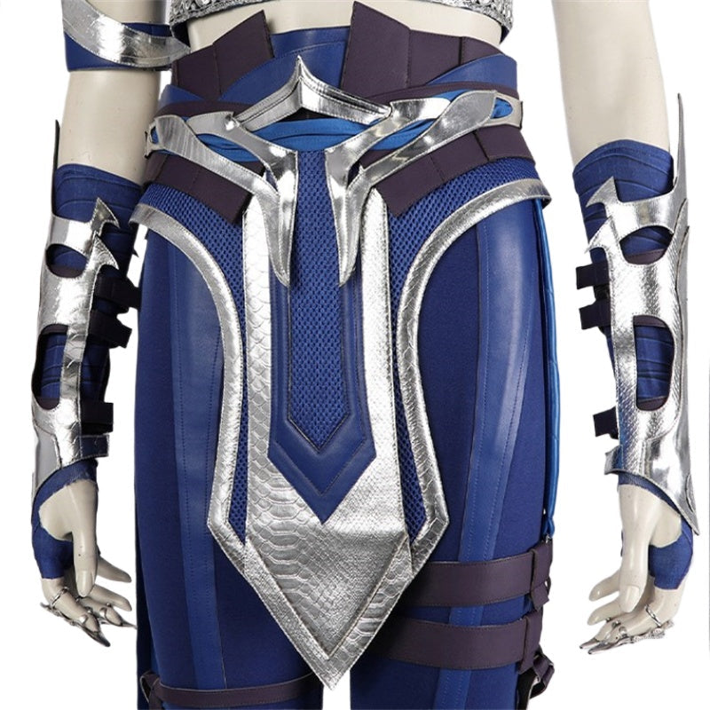 Halloweez Kitana Costume - Sexy Blue Top, Pants, Mask & Accessories for Halloween