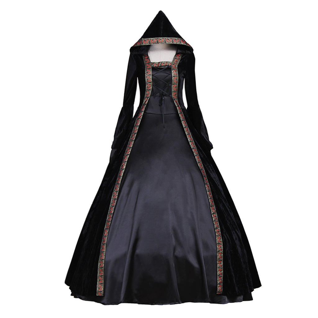 Robe élégante en velours noir pour Halloween, costume de cosplay victorien rococo gothique punk