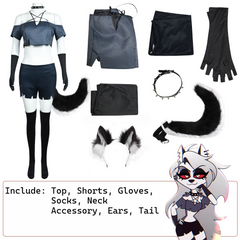 Loona Cosplay Costume | Hazbin Hotel & Helluva Boss Halloween Outfit, Anime Demon Character Full Set Performance Dress for Party Cosplay - Halloweez