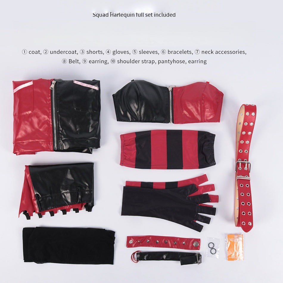 Harley Quinn Suicide Squad Cosplay Costume Full Set for Halloween - Halloweez