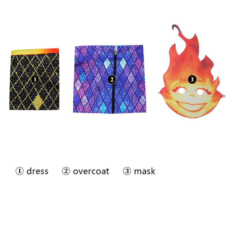 Halloweez Kids Cosplay Outfit - Ember Dress & Wade Jacket, Perfect for Halloween