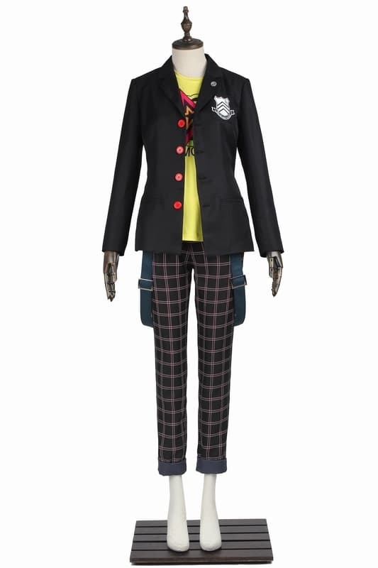 Halloweez Ryuji Sakamoto Persona 5 Cosplay Costume School Uniform with Wig for Festive Celebrations