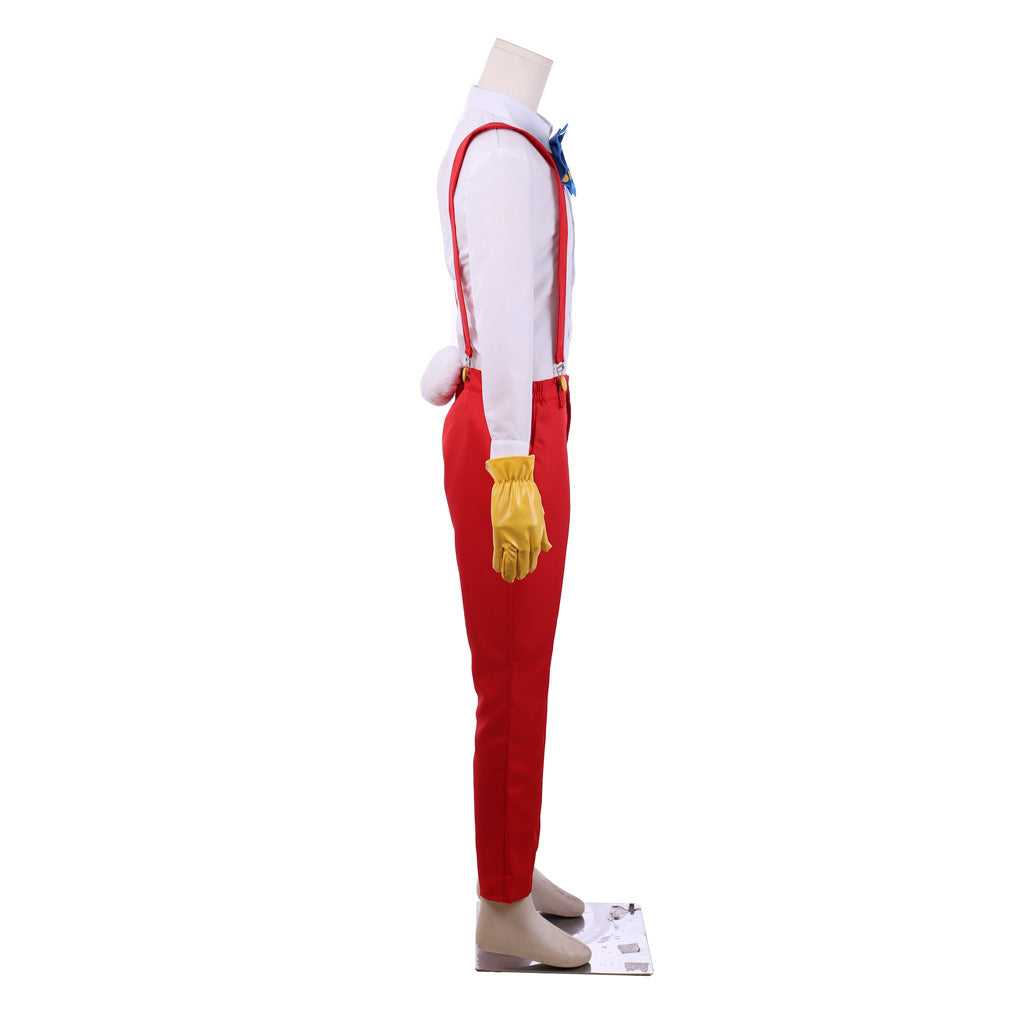 Roger Rabbit Men's Cosplay Costume White Shirt Red Suspenders Trousers Set
