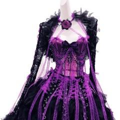 Original Gothic Jumpsuit Vest Elegant Dress Crinoline Puffy Skirt Lolita Black Purple Academy Style Costume - Halloweez