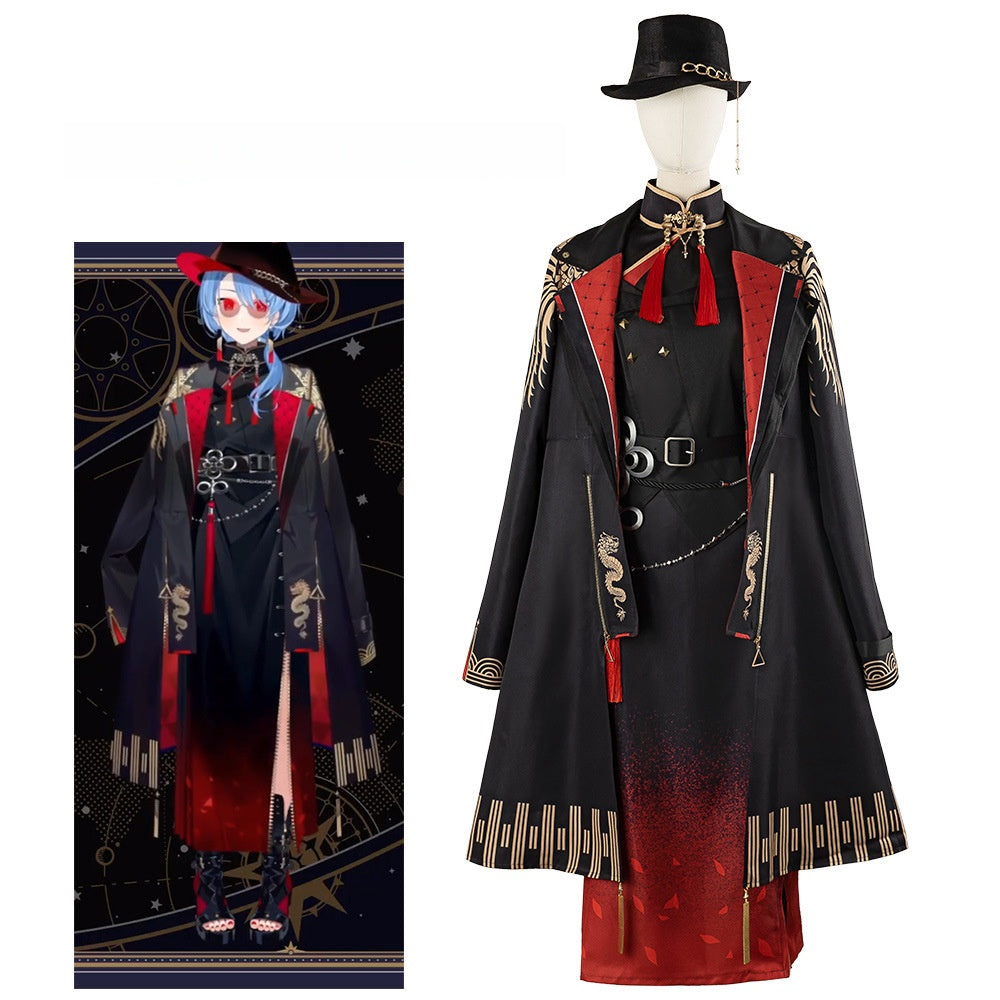 VTuber Star Street Comet Oriental Style Black Suit Anime Cosplay Female Set - Hoshimachi Suisei Hololive - Halloweez