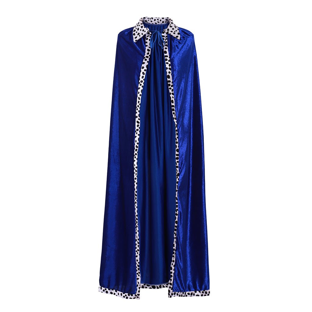 Adult King Blue Velvet Cloak Costume - Perfect for Halloween, Christmas, and Carnival Party Dress - Up - Coscosmos