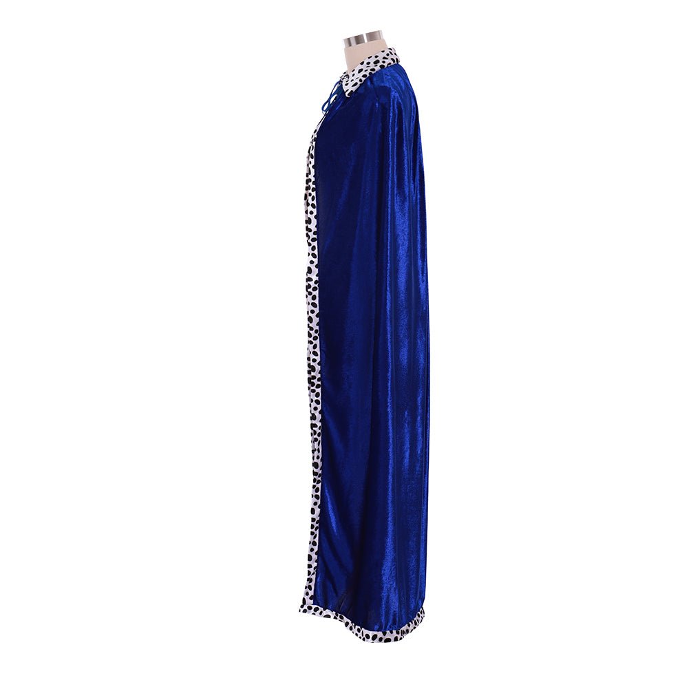 Adult King Blue Velvet Cloak Costume - Perfect for Halloween, Christmas, and Carnival Party Dress - Up - Coscosmos