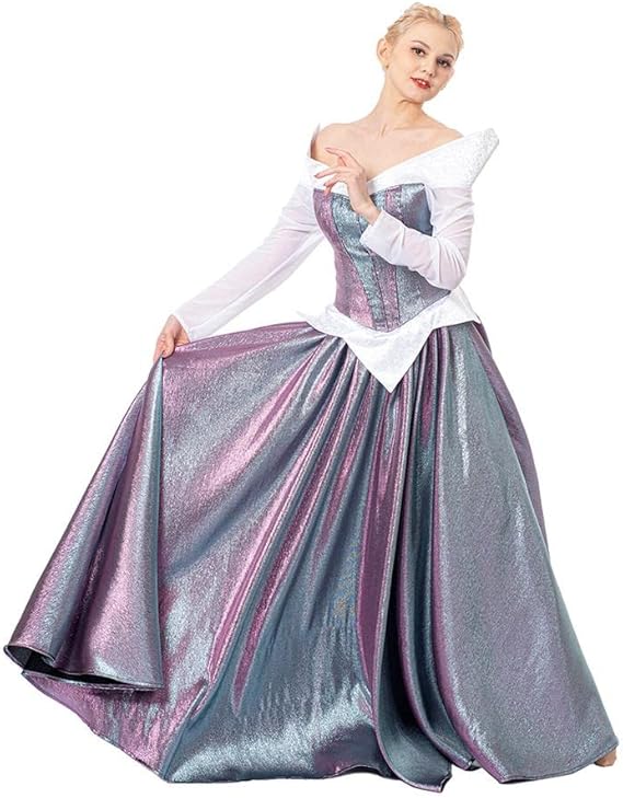 Adult Princess Aurora Cosplay Dress Women's Aurora Color Changing Ball Gown Dress - Coscosmos