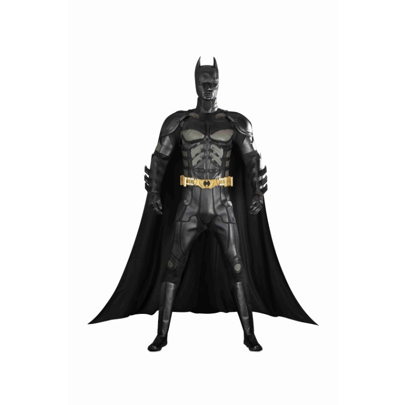 Adult Superhero Costume Bat Knight Cosplay Jumpsuit with Cape & Mask for Halloween - Coscosmos