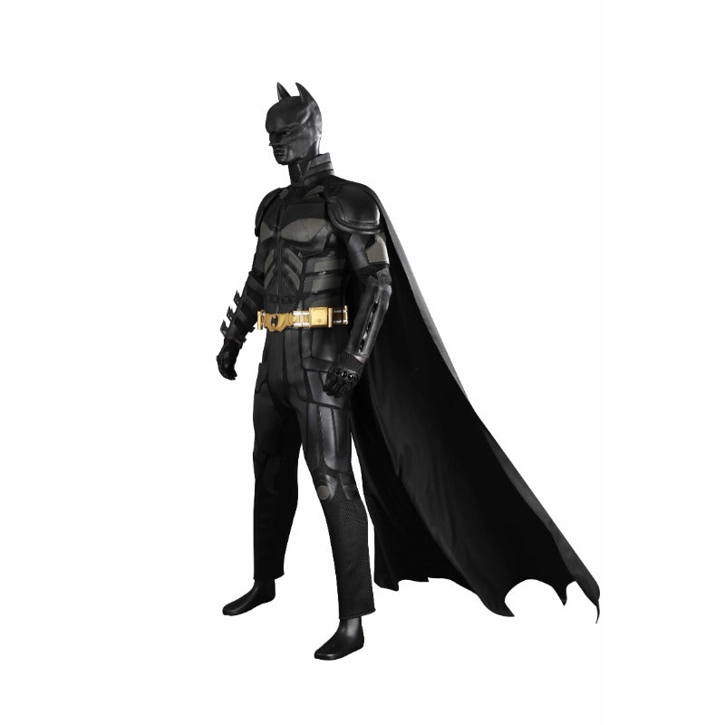 Adult Superhero Costume Bat Knight Cosplay Jumpsuit with Cape & Mask for Halloween - Coscosmos