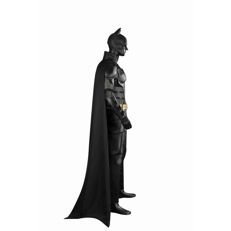 Adult Superhero Costume Bat Knight Cosplay Jumpsuit with Cape & Mask for Halloween - Coscosmos