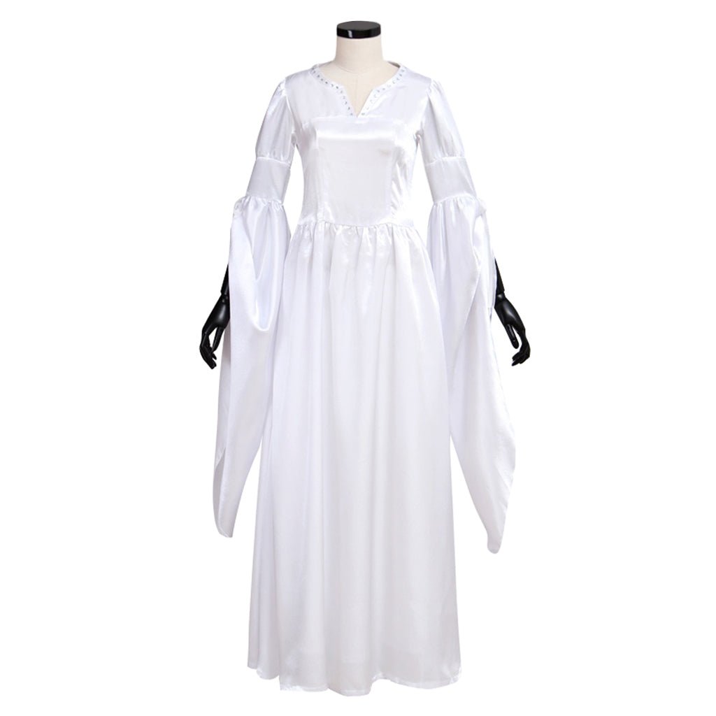 Adult's Dress Vintage Custom Made Medieval White Dress Black Vest Costume Cosplay for Halloween Carnival Party - Coscosmos