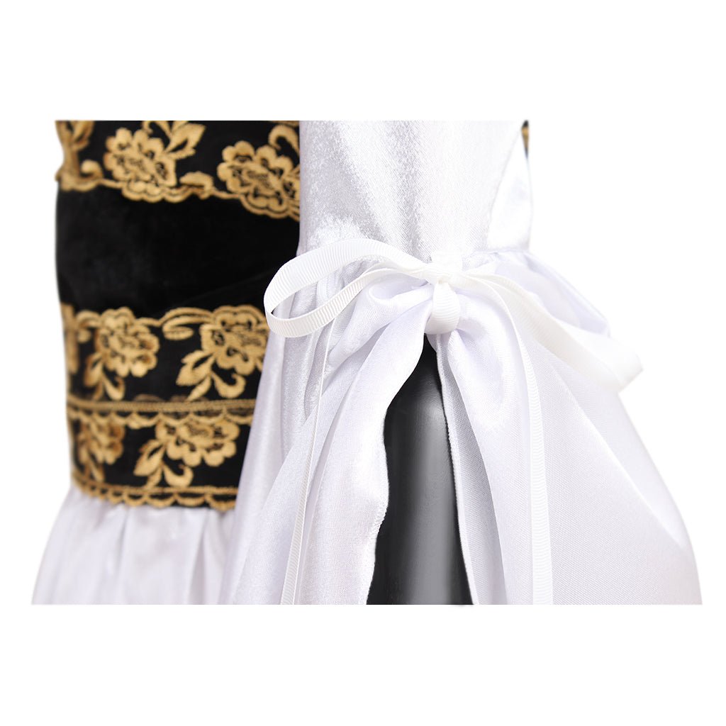 Adult's Dress Vintage Custom Made Medieval White Dress Black Vest Costume Cosplay for Halloween Carnival Party - Coscosmos