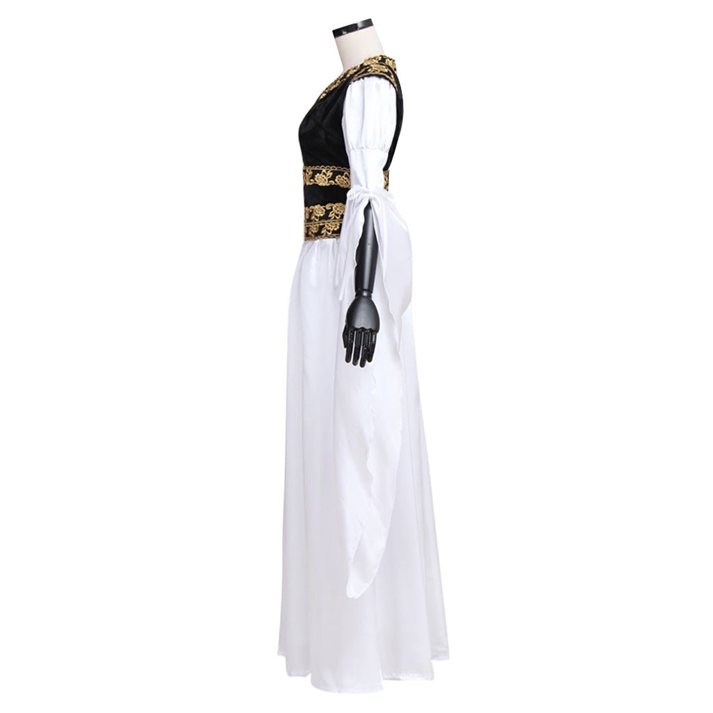 Adult's Dress Vintage Custom Made Medieval White Dress Black Vest Costume Cosplay for Halloween Carnival Party - Coscosmos