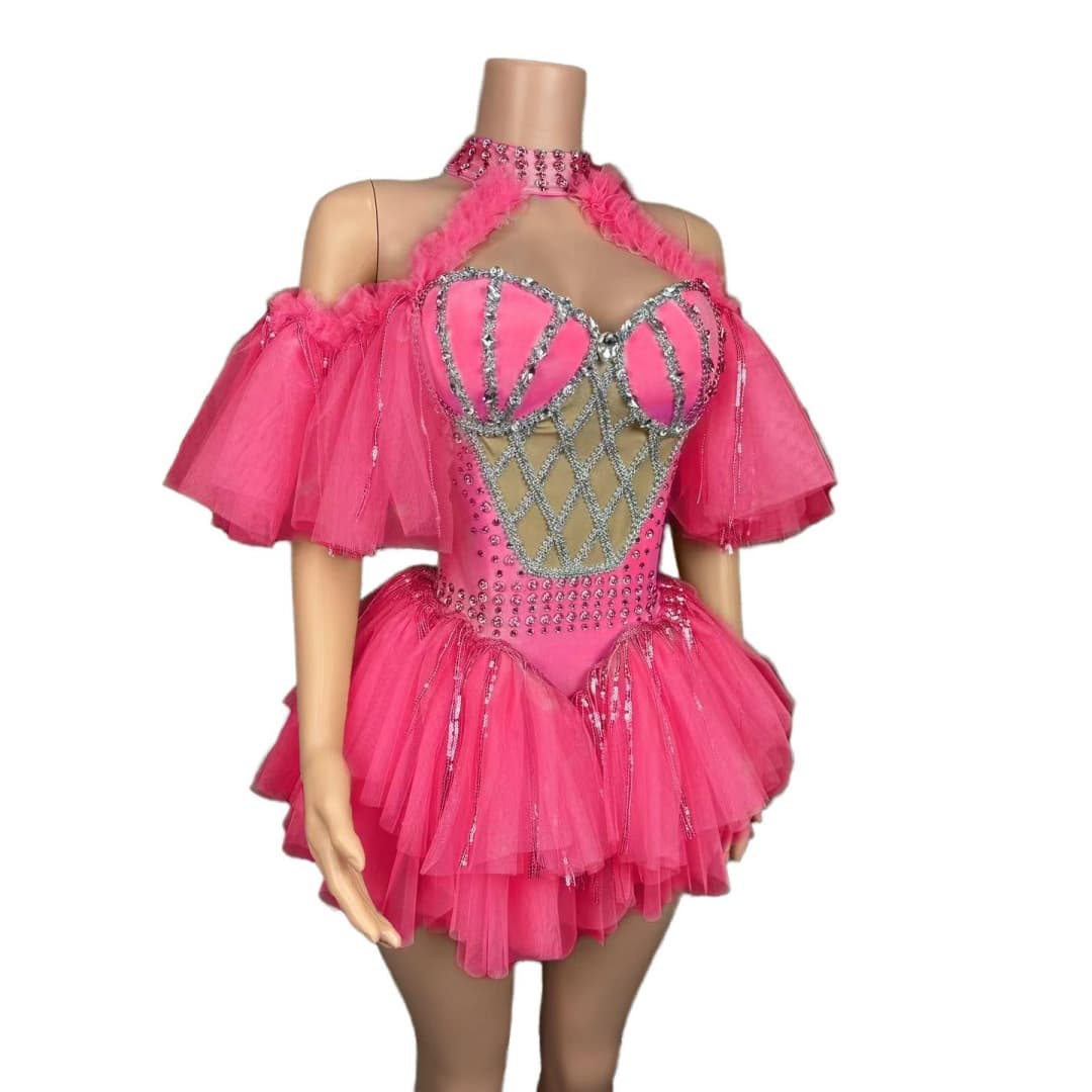 Golden Sequin Masquerade Dress - Mechanical Style Stage Performance Costume for Women's Party, Cosplay, and Photo Shoots - Halloweez