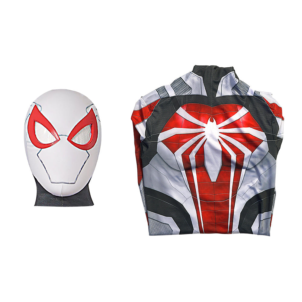 PS4 Game Inspired Spider-Man White Armor Halloween Cosplay Battle Suit Costume Set