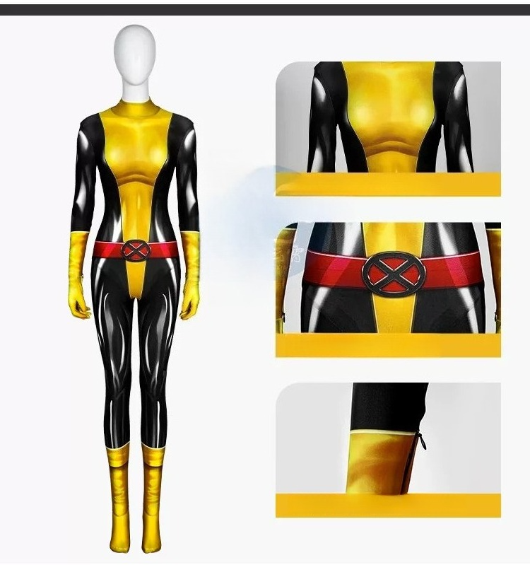 Marvel X-Men Shadowcat Comic Version Jumpsuit, Kitty Pryde Female Cosplay Tight Bodysuit, Halloween Carnival Comic-Con Costume - Halloweez