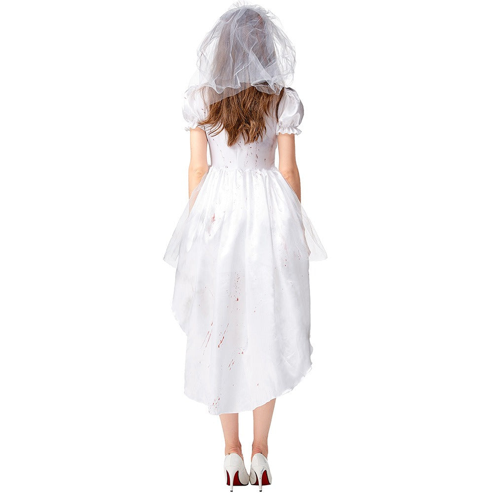 Halloween Ghost Bride Dress – Elegant Gothic Cosplay Costume for Women - Halloweez