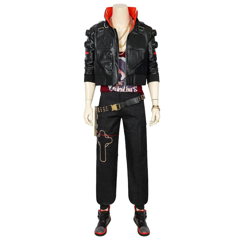 Halloweez Jackie 2077 Cosplay Costume - Premium Black Artificial Leather Outfit for Halloween & Parties