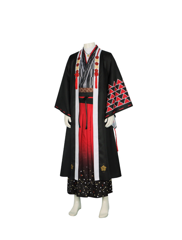 VTuber Virtual Cos Costume Crescent Moon Fujishiro Cosplay Kimono Samurai Costume Role Play Costume Japanese Robe - Halloweez