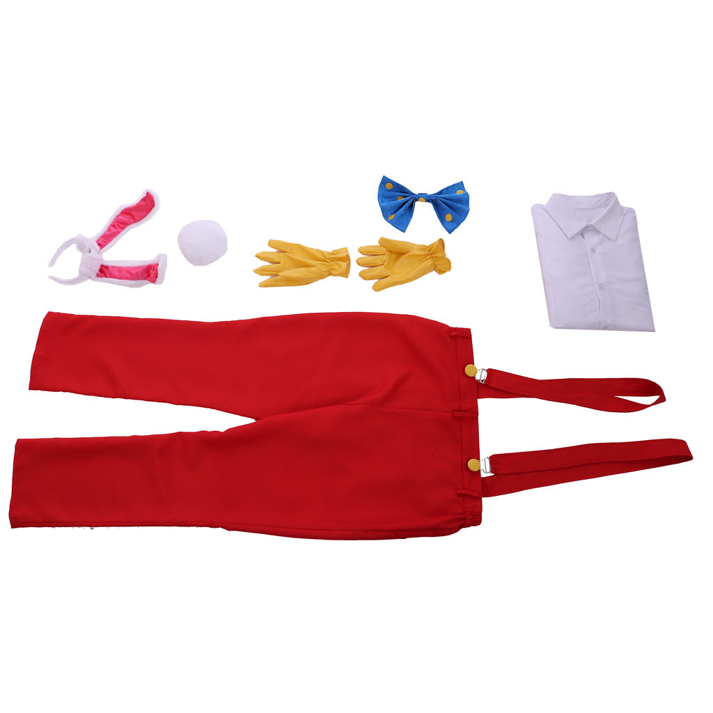 Roger Rabbit Men's Cosplay Costume White Shirt Red Suspenders Trousers Set