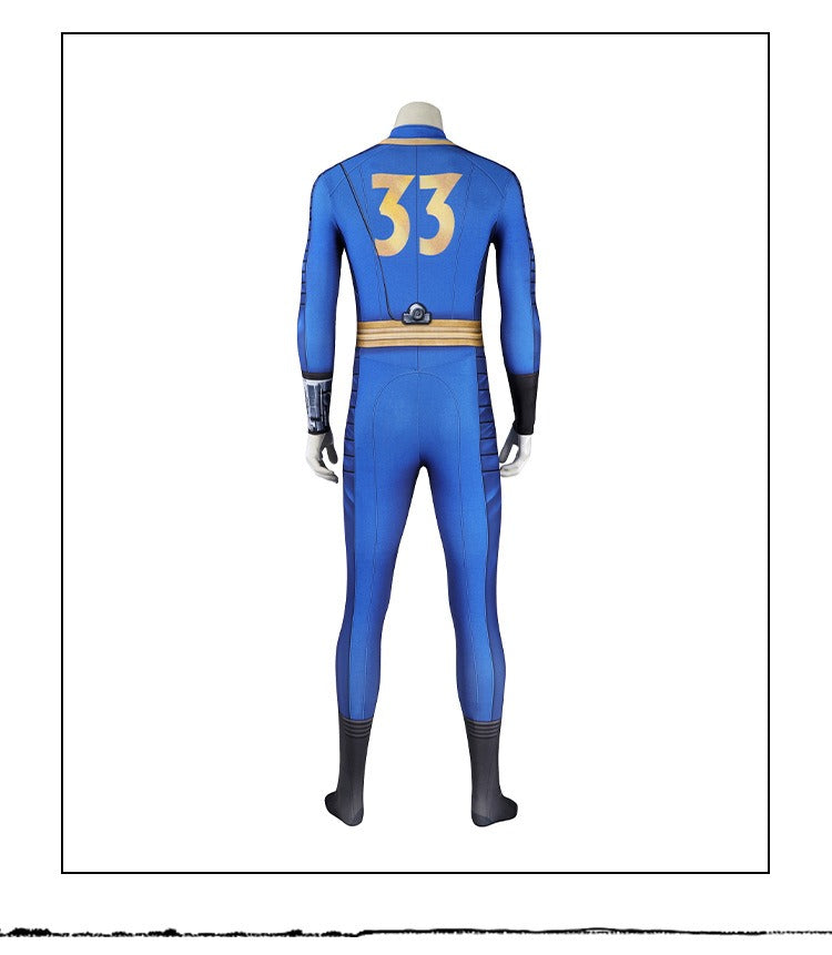 Male Vault Jumpsuit Cosplay from Fallout TV Series, Slim Fit Stretch Bodysuit for Cosplay - Halloweez