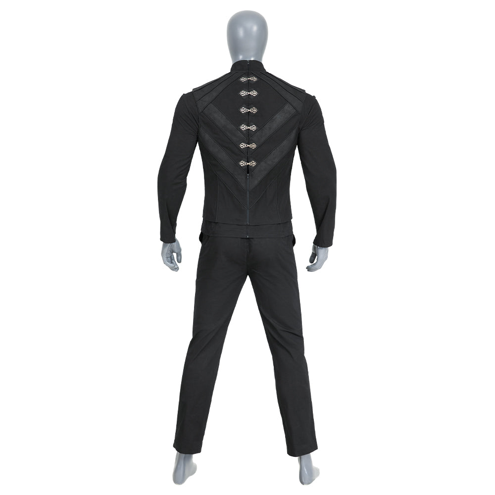 Conjunto de armadura de caballero de élite para cosplay de Jedi Skoll de Halloween para hombre: uniforme de batalla negro con capa con capucha