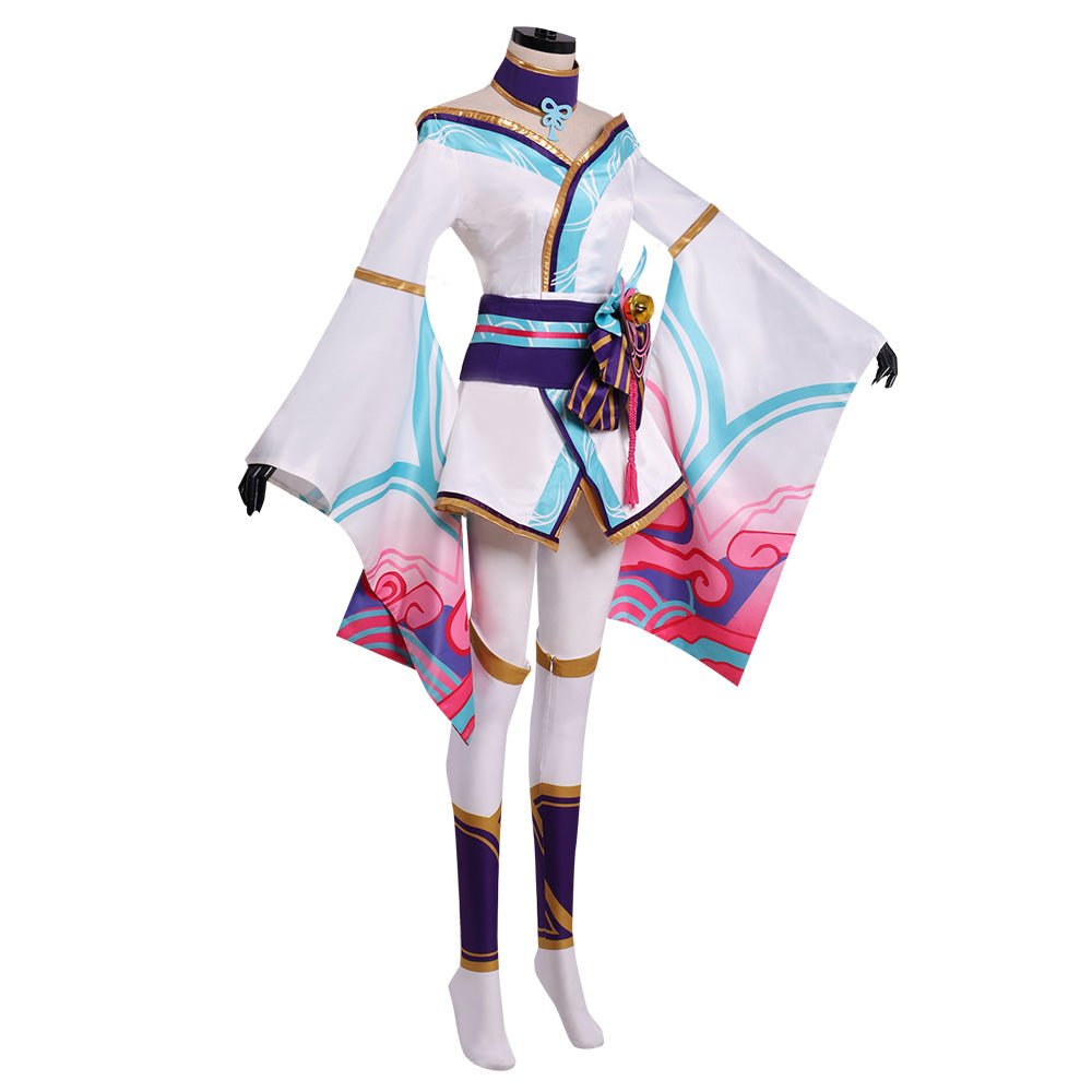 Halloweez Ahri Spirit Blossom Cosplay Costume | Women's Nine-Tailed Fox Role Play Dress - Halloweez