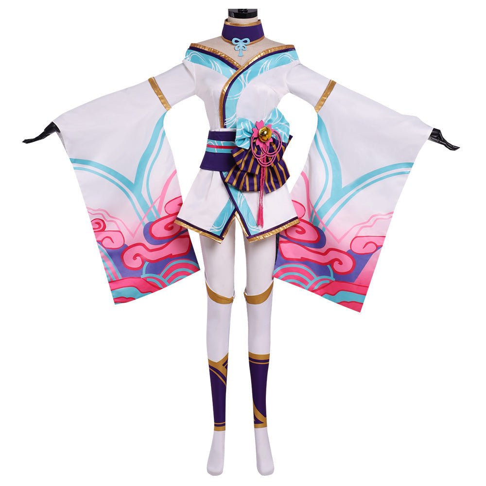 Halloweez Ahri Spirit Blossom Cosplay Costume | Women's Nine-Tailed Fox Role Play Dress - Halloweez