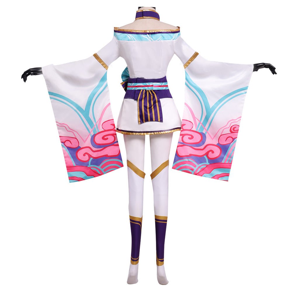 Halloweez Ahri Spirit Blossom Cosplay Costume | Women's Nine-Tailed Fox Role Play Dress - Halloweez