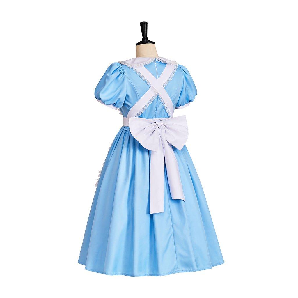 Alice Bloody Dress Cosplay Outfit | Dark Alice Halloween Costume | Blue Collar Dress with Apron - Coscosmos