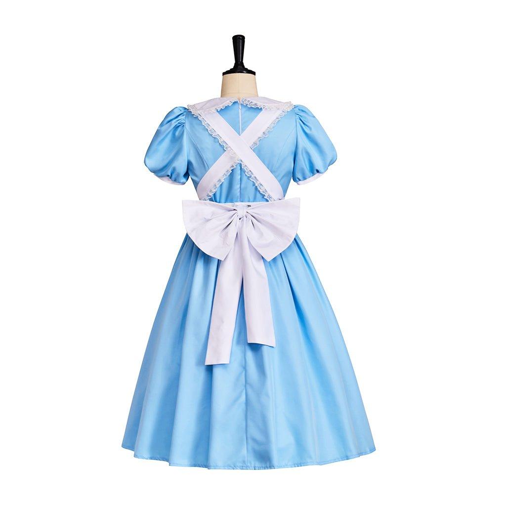 Alice Bloody Dress Cosplay Outfit | Dark Alice Halloween Costume | Blue Collar Dress with Apron - Coscosmos