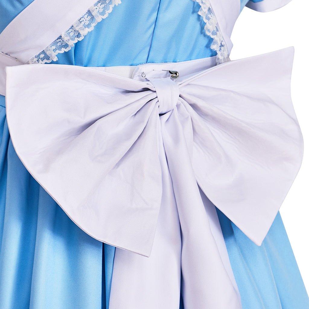 Alice Bloody Dress Cosplay Outfit | Dark Alice Halloween Costume | Blue Collar Dress with Apron - Coscosmos