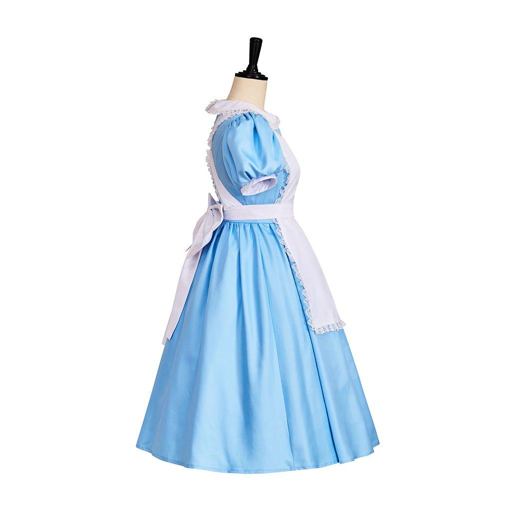 Alice Bloody Dress Cosplay Outfit | Dark Alice Halloween Costume | Blue Collar Dress with Apron - Coscosmos