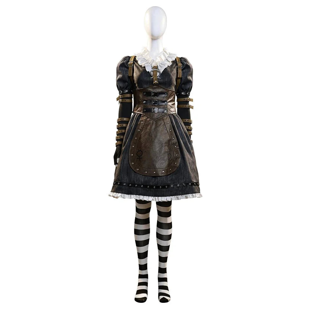 Alice Madness Returns Gothic Steamdress Cosplay Costume for Women – Halloween Party Full Set - Coscosmos