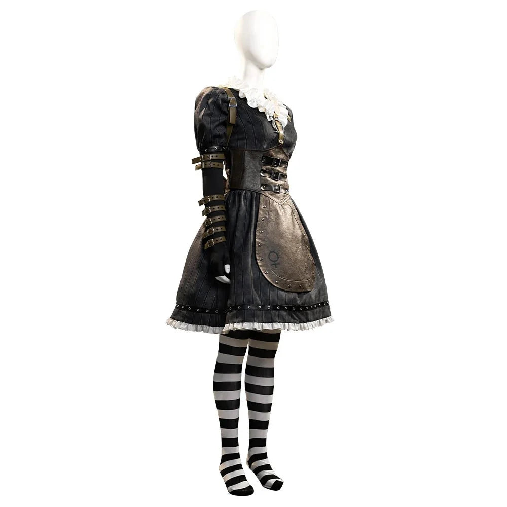 Alice Madness Returns Gothic Steamdress Cosplay Costume for Women – Halloween Party Full Set - Coscosmos