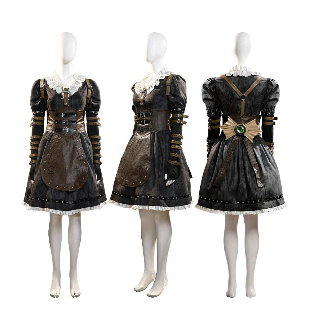 Alice Madness Returns Gothic Steamdress Cosplay Costume for Women – Halloween Party Full Set - Coscosmos