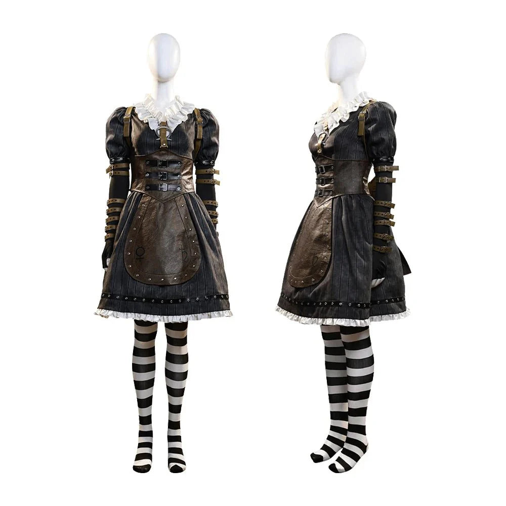 Alice Madness Returns Gothic Steamdress Cosplay Costume for Women – Halloween Party Full Set - Coscosmos