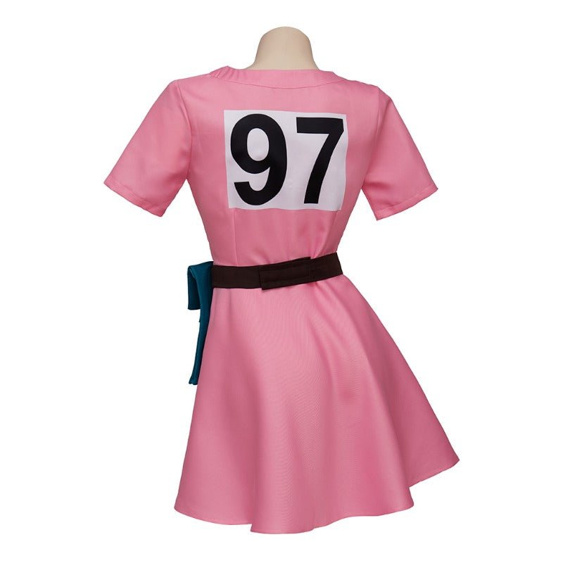 Anime Bulma Cosplay Costume Pink Dress with Accessories for Women Adults - Coscosmos