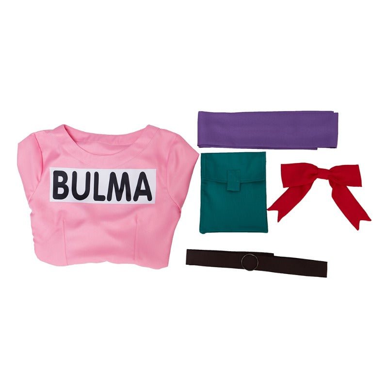 Anime Bulma Cosplay Costume Pink Dress with Accessories for Women Adults - Coscosmos