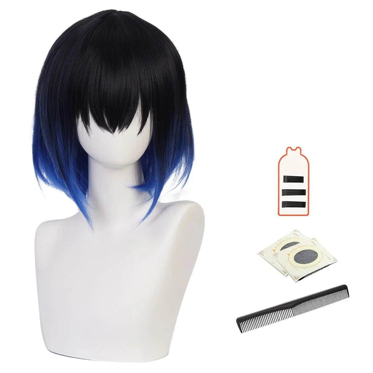 Anime Hashibira Inosuke Cosplay Wig Rose Net Synthetic Fiber Adjustable Size Heat Resistant Cap Comb Halloween Cos - Coscosmos