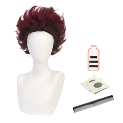 Anime Kamado Tanjiro Cosplay Wig Rose Net Synthetic Fiber Adjustable Size Heat Resistant Cap Comb Halloween Cos - Coscosmos