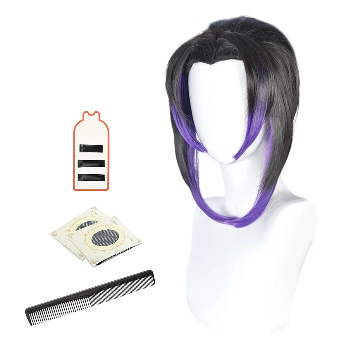 Anime Kochou Shinobu Cosplay Wig Rose Net Synthetic Fiber Adjustable Size Heat Resistant Cap Comb Halloween Christmas - Coscosmos