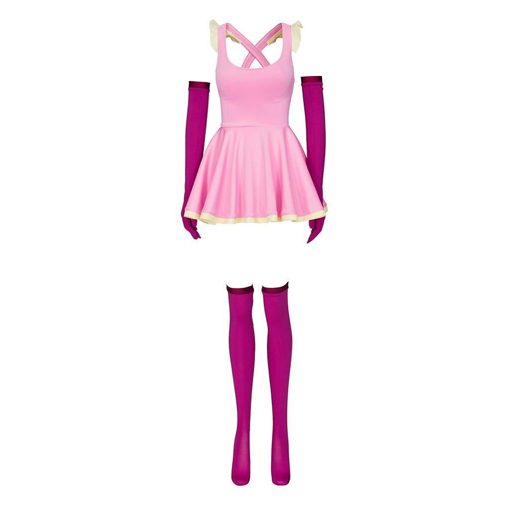 Anime Me!Me!Me! MeMeMe - chan Cosplay Pink Dress with Gloves & Stockings | Women Girls Halloween Costume - Coscosmos