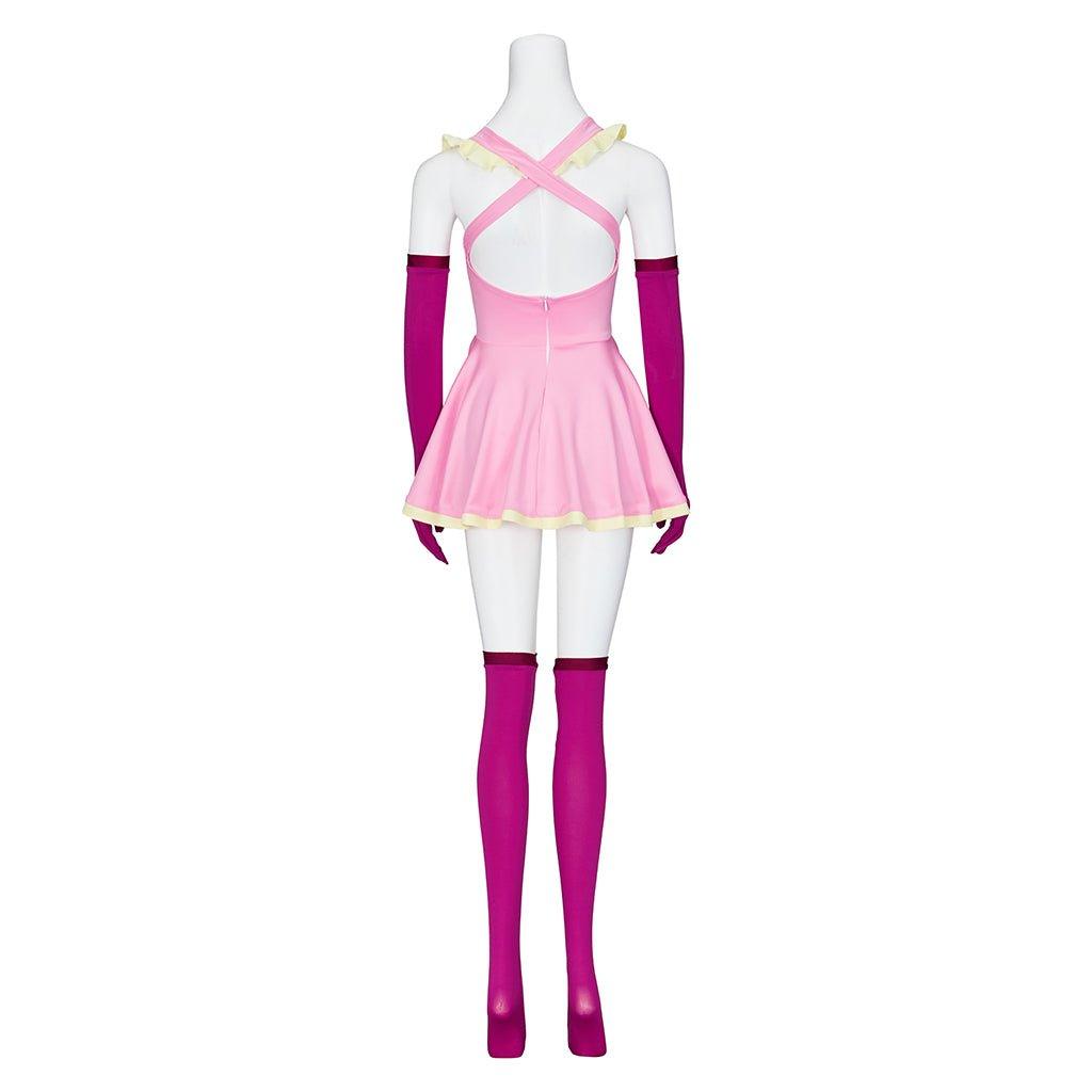 Anime Me!Me!Me! MeMeMe - chan Cosplay Pink Dress with Gloves & Stockings | Women Girls Halloween Costume - Coscosmos