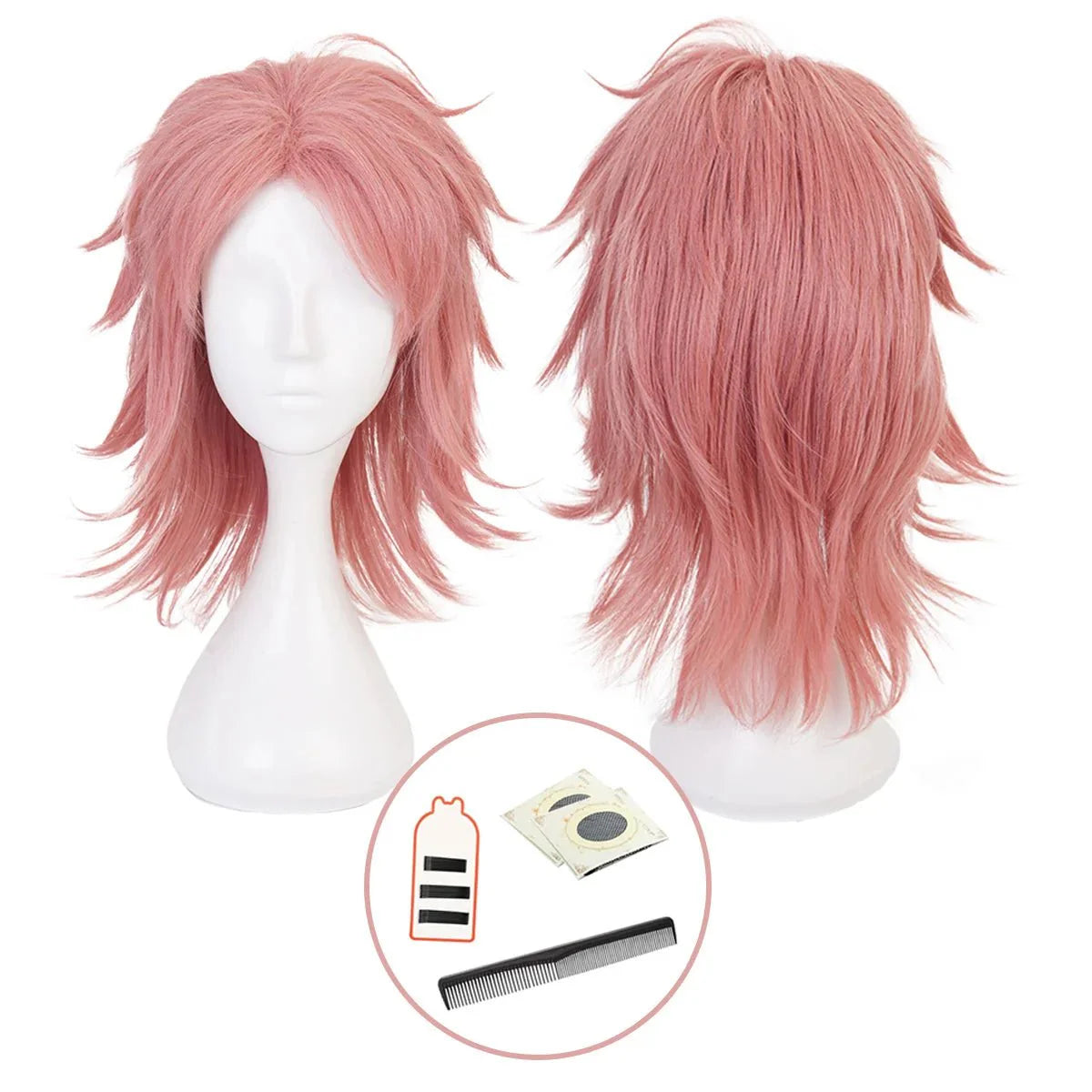 Anime Sabito Cosplay Wig Rose Net Synthetic Fiber Adjustable Size Heat Resistant Cap Comb Halloween Cos Convention - Coscosmos